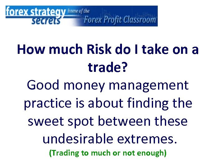 How much Risk do I take on a trade? Good money management practice is