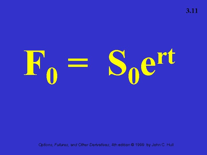 3. 11 F 0 = S 0 rt e Options, Futures, and Other Derivatives,