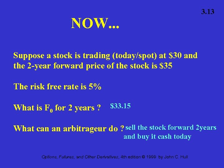 3. 13 NOW. . . Suppose a stock is trading (today/spot) at $30 and