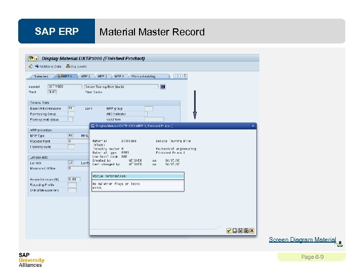 SAP ERP Material Master Record Screen Diagram Material Page 6 -9 