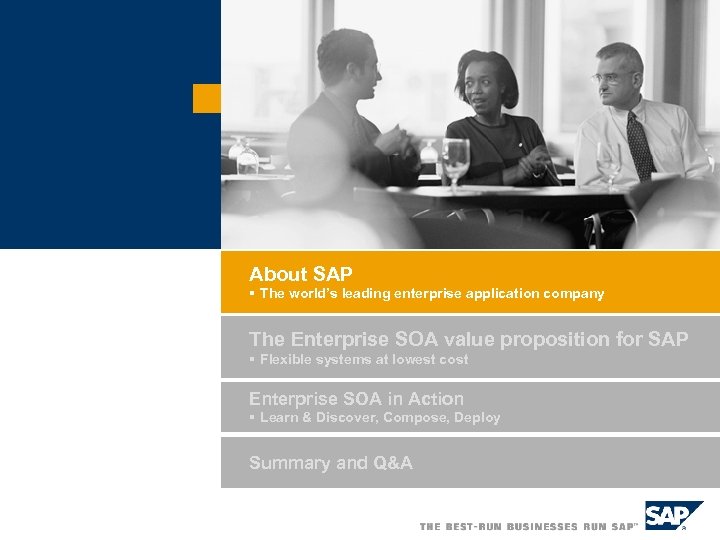 About SAP § The world’s leading enterprise application company The Enterprise SOA value proposition