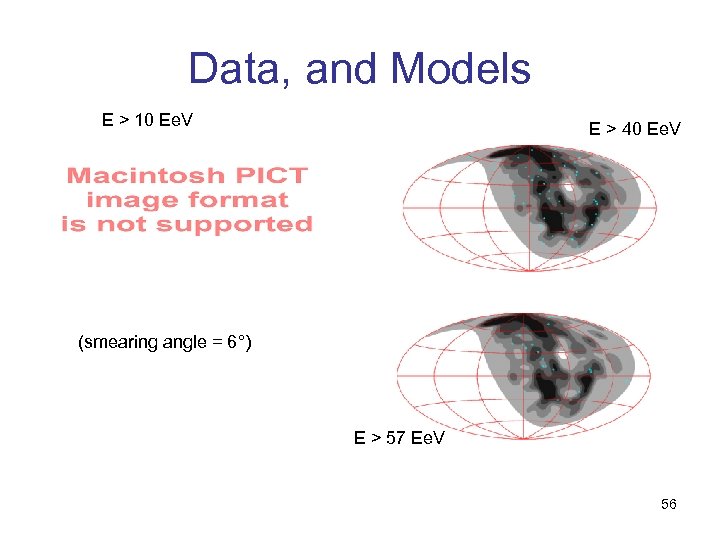 Data, and Models E > 10 Ee. V E > 40 Ee. V (smearing