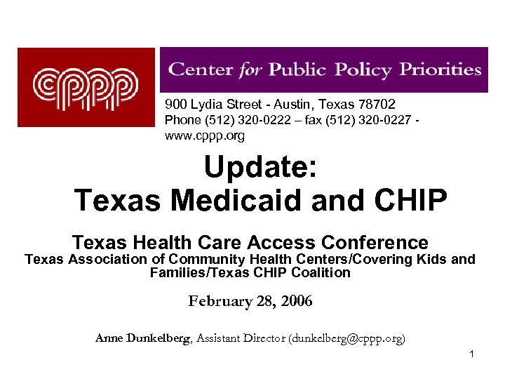 900 Lydia Street - Austin, Texas 78702 Phone (512) 320 -0222 – fax (512)