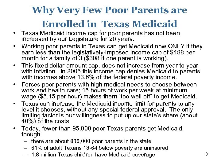 Why Very Few Poor Parents are Enrolled in Texas Medicaid • Texas Medicaid income