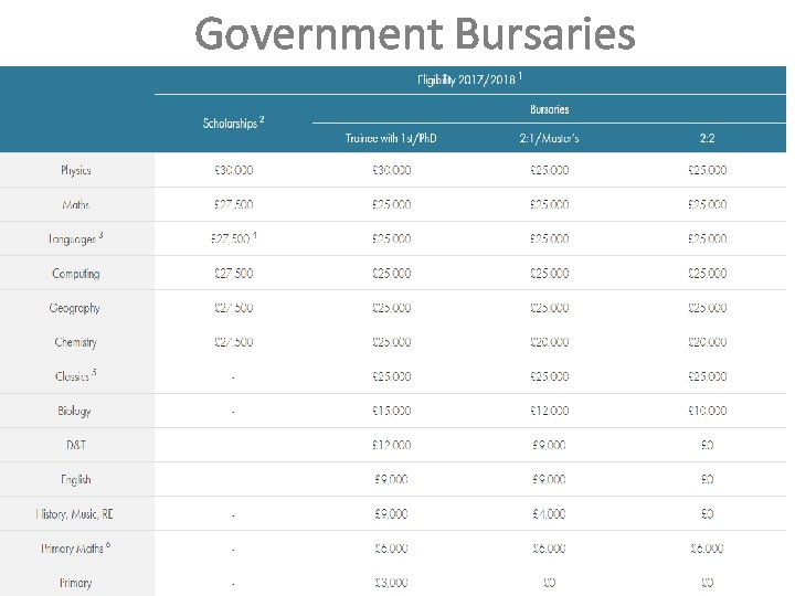Government Bursaries 