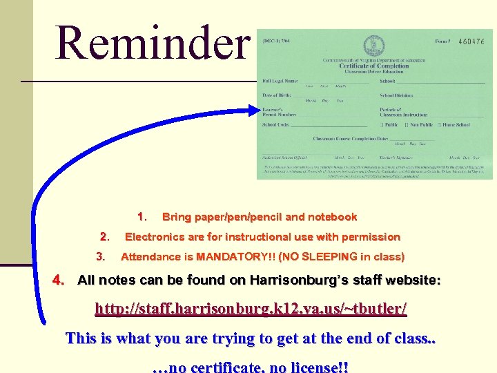 Reminder 1. 2. 3. Bring paper/pencil and notebook Electronics are for instructional use with