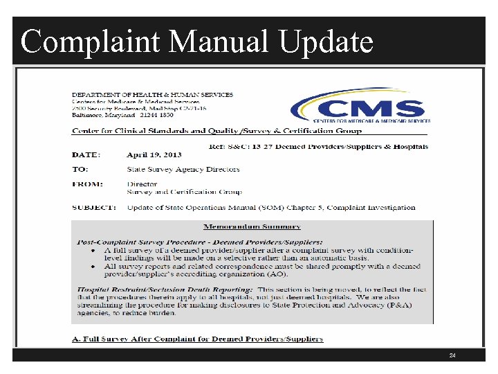 Complaint Manual Update 24 