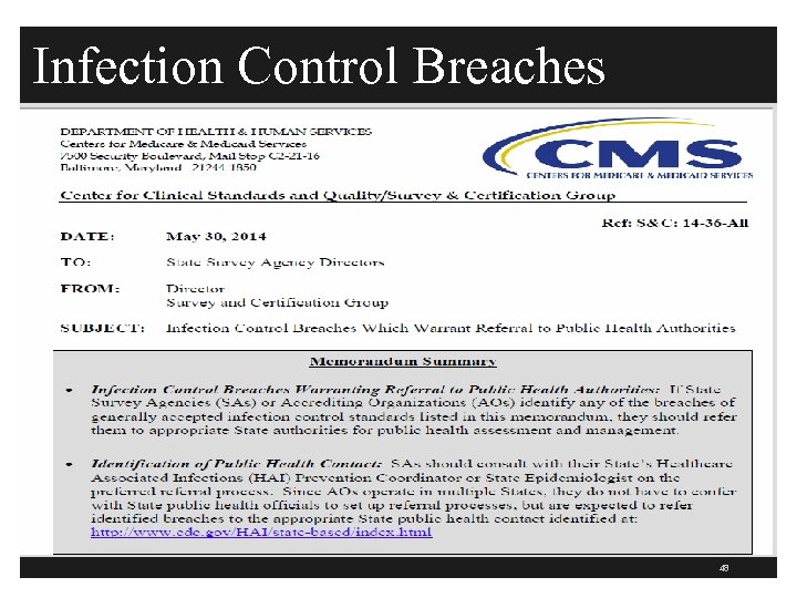 Infection Control Breaches 48 