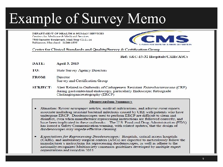 Example of Survey Memo 9 