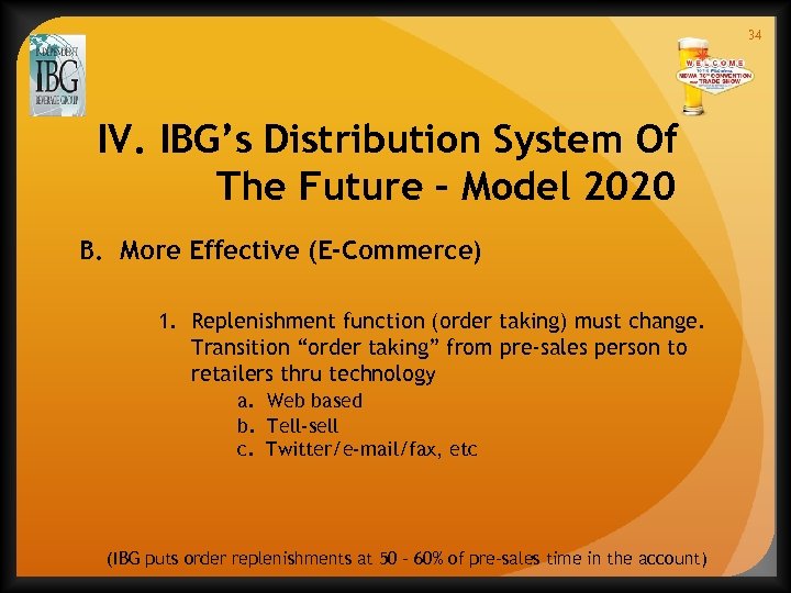 34 IV. IBG’s Distribution System Of The Future – Model 2020 B. More Effective