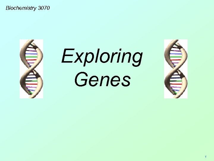 Biochemistry 3070 Exploring Genes 1 