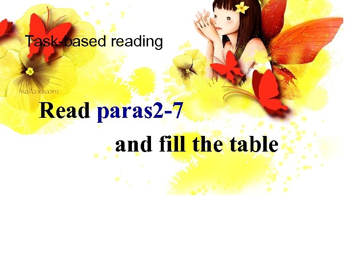 Task-based reading Read paras 2 -7 and fill the table 