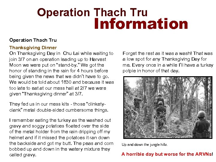 Operation Thach Tru Information Operation Thach Tru Thanksgiving Dinner On Thanksgiving Day in Chu