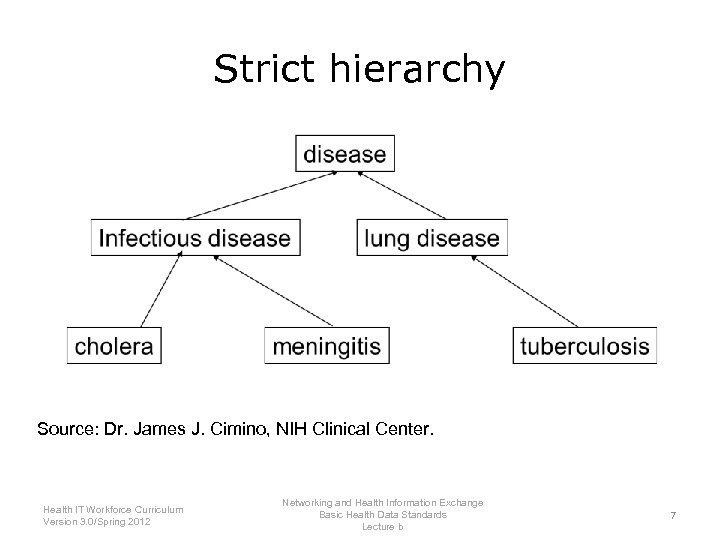 Strict hierarchy Source: Dr. James J. Cimino, NIH Clinical Center. Health IT Workforce Curriculum