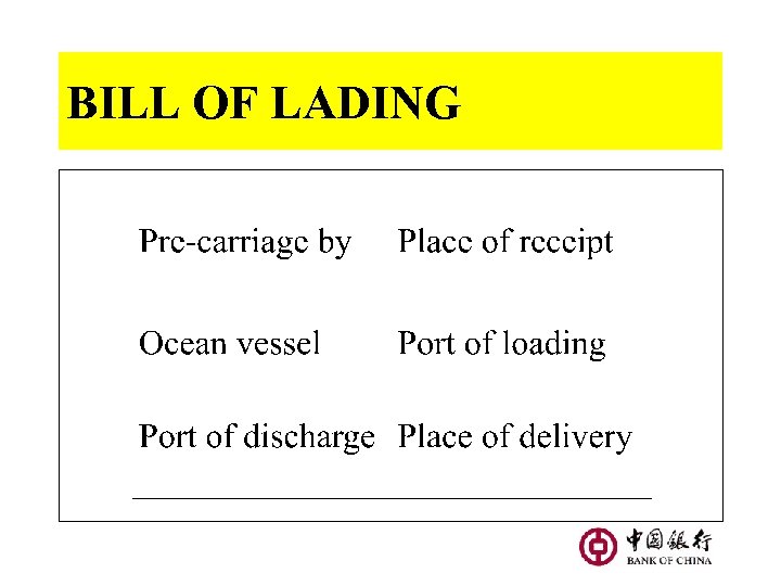 BILL OF LADING 