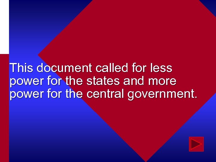 This document called for less power for the states and more power for the