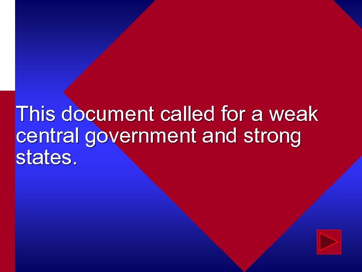 This document called for a weak central government and strong states. 