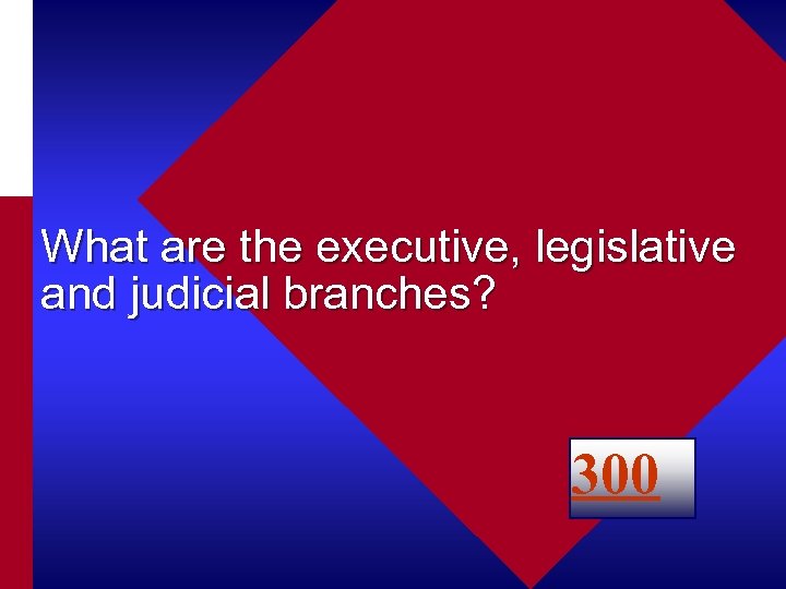 What are the executive, legislative and judicial branches? 300 