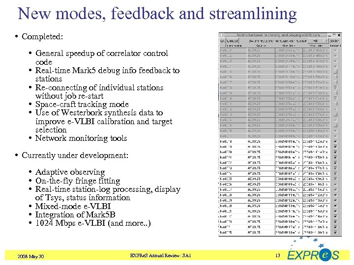 New modes, feedback and streamlining • Completed: • General speedup of correlator control code