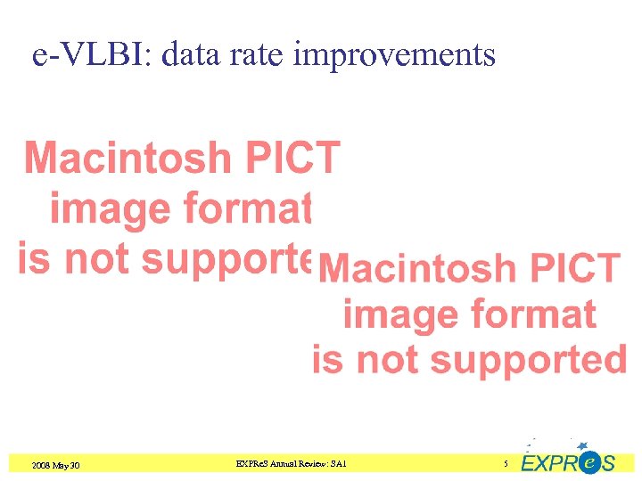 e-VLBI: data rate improvements 2008 May 30 EXPRe. S Annual Review: SA 1 5