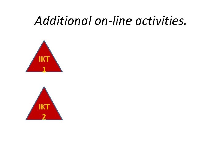 Additional on-line activities. IKT 1 IKT 2 