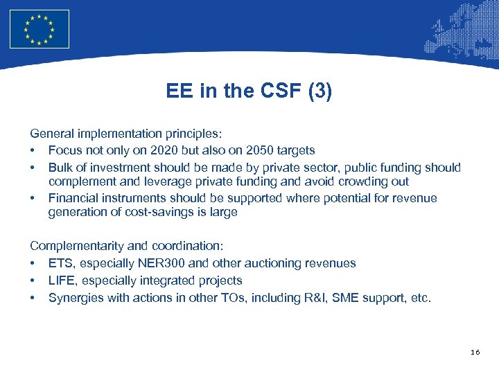 European Union Regional Policy – Employment, Social Affairs and Inclusion EE in the CSF