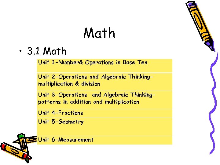 Math • 3. 1 Math Unit 1 -Number& Operations in Base Ten Unit 2
