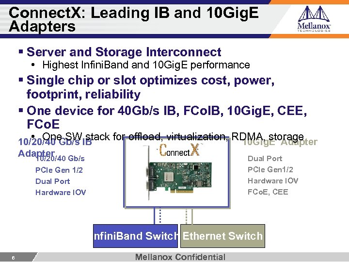 Connect. X: Leading IB and 10 Gig. E Adapters § Server and Storage Interconnect