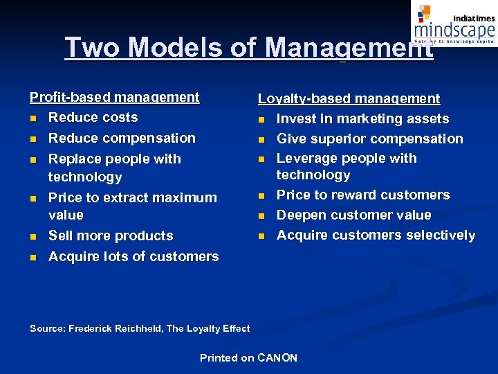 Two Models of Management Profit-based management n Reduce costs n n n Reduce compensation
