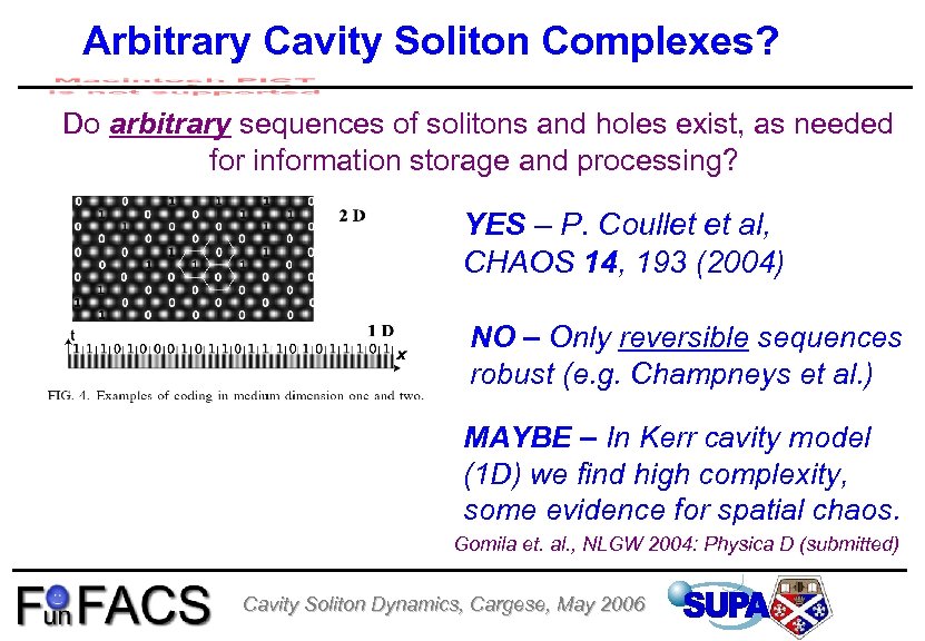 Arbitrary Cavity Soliton Complexes? Do arbitrary sequences of solitons and holes exist, as needed