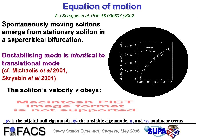 Equation of motion A J Scroggie et al, PRE 66 036607 (2002 Spontaneously moving