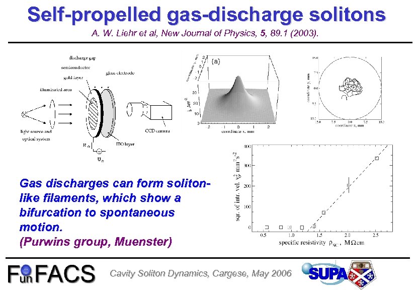 Self-propelled gas-discharge solitons A. W. Liehr et al, New Journal of Physics, 5, 89.