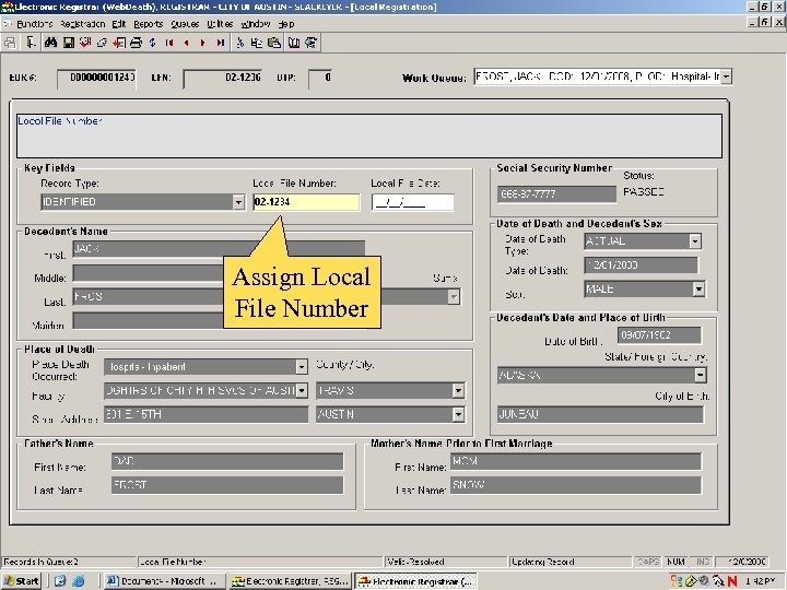 Assign Local File Number 