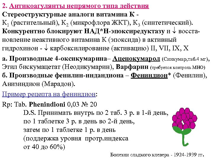 К группе антикоагулянтов относится