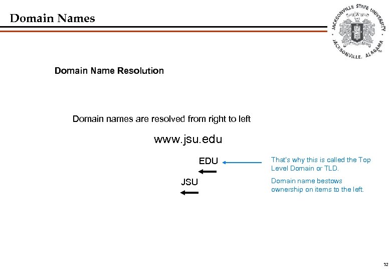 Domain Names Domain Name Resolution Domain names are resolved from right to left www.