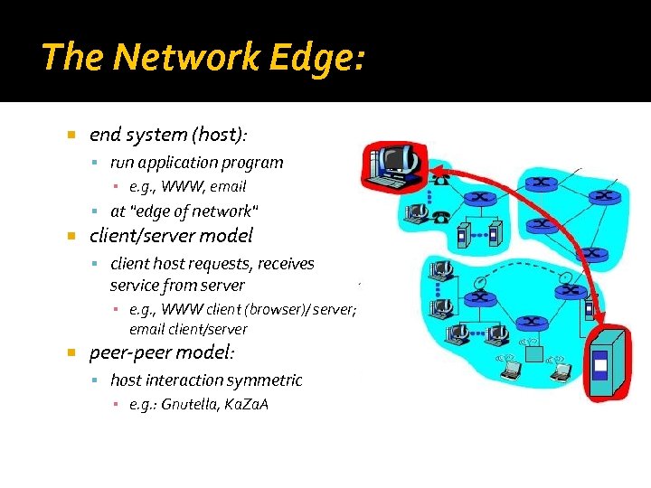 The Network Edge: end system (host): run application program ▪ e. g. , WWW,