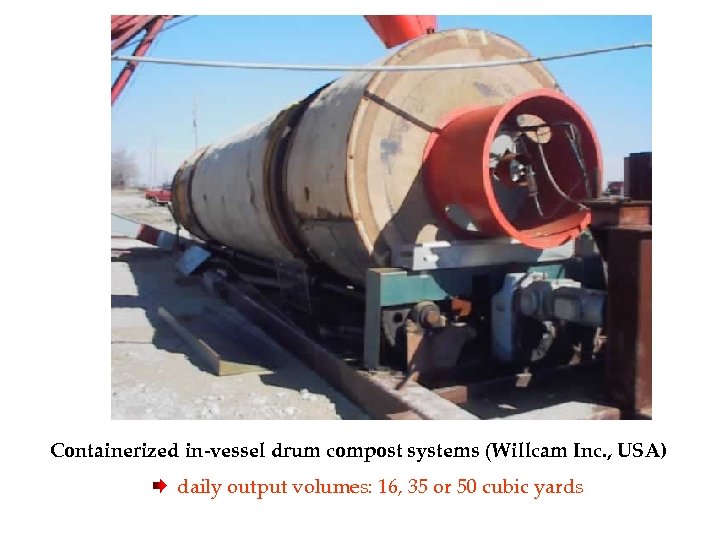 Containerized in-vessel drum compost systems (Willcam Inc. , USA) daily output volumes: 16, 35