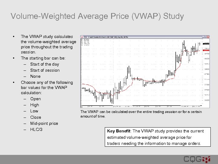 Volume-Weighted Average Price (VWAP) Study • • • The VWAP study calculates the volume-weighted
