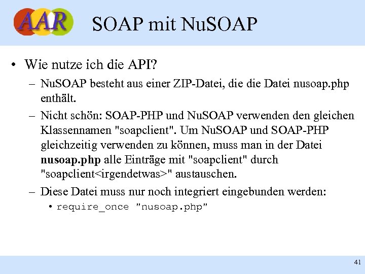 SOAP mit Nu. SOAP • Wie nutze ich die API? – Nu. SOAP besteht