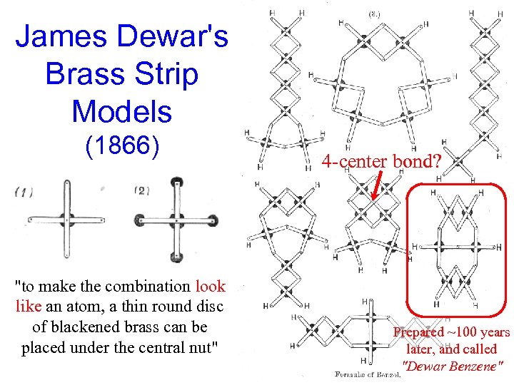 James Dewar's Brass Strip Models (1866) "to make the combination look like an atom,