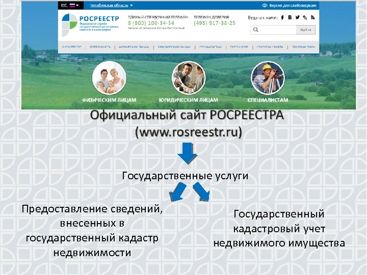 Государственные услуги Предоставление сведений, внесенных в государственный кадастр недвижимости Государственный кадастровый учет недвижимого имущества