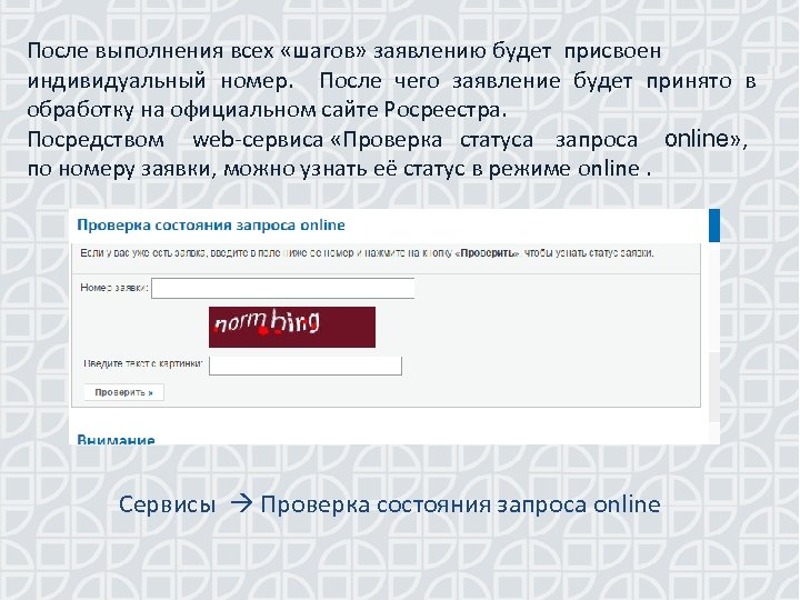 После выполнения всех «шагов» заявлению будет присвоен индивидуальный номер. После чего заявление будет принято