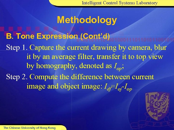 Intelligent Control Systems Laboratory Methodology B. Tone Expression (Cont’d) Step 1. Capture the current