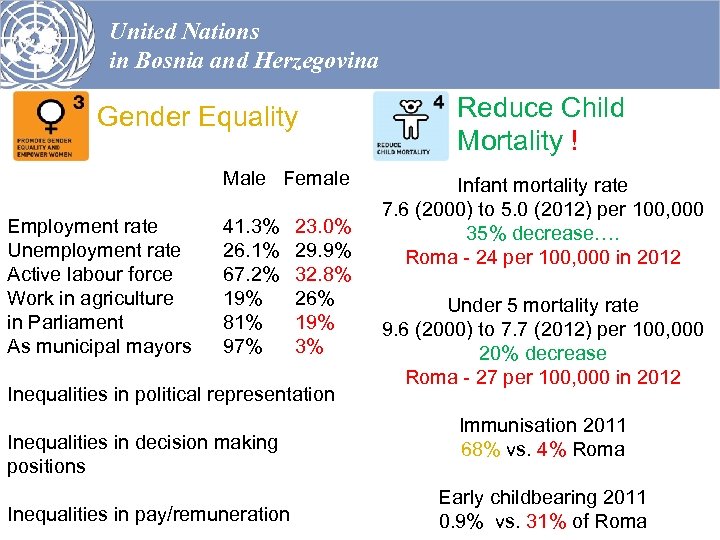 United Nations in Bosnia and Herzegovina Gender Equality Male Female Employment rate 41. 3%