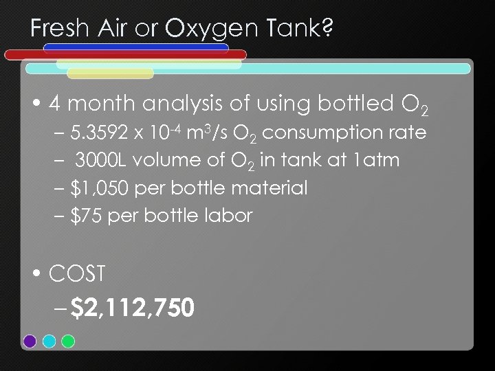 Fresh Air or Oxygen Tank? • 4 month analysis of using bottled O 2