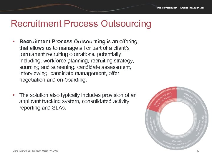 Title of Presentation – Change in Master Slide Recruitment Process Outsourcing • Recruitment Process