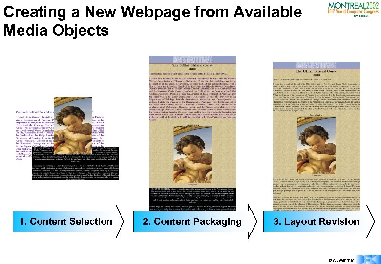 Creating a New Webpage from Available Media Objects 1. Content Selection 2. Content Packaging