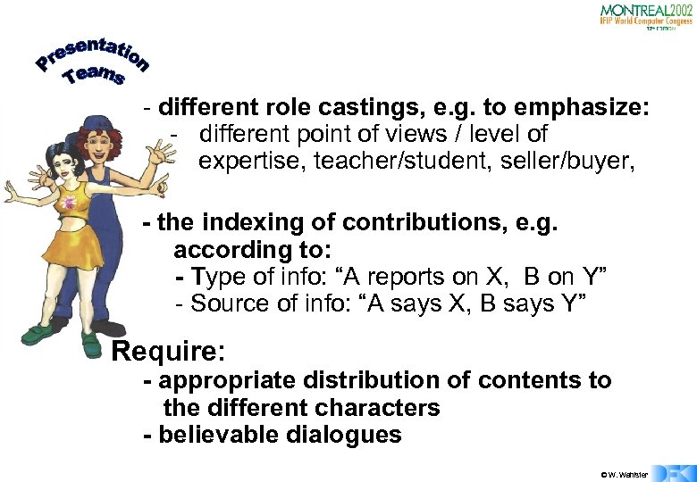 Presentation Teams - different role castings, e. g. to emphasize: - different point of