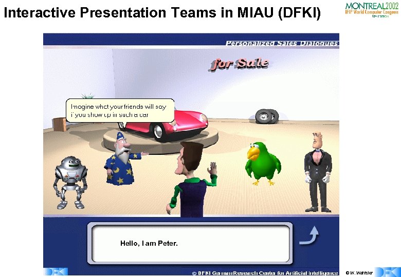 Interactive Presentation Teams in MIAU (DFKI) Hello, I am Peter. © W. Wahlster 