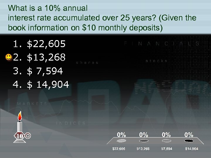 What is a 10% annual interest rate accumulated over 25 years? (Given the book
